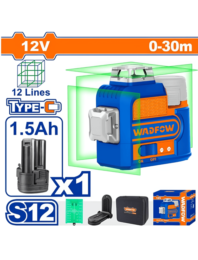 NIVEAU LASER 3D 30M 12 LIGNE WADFOW WLE8M12