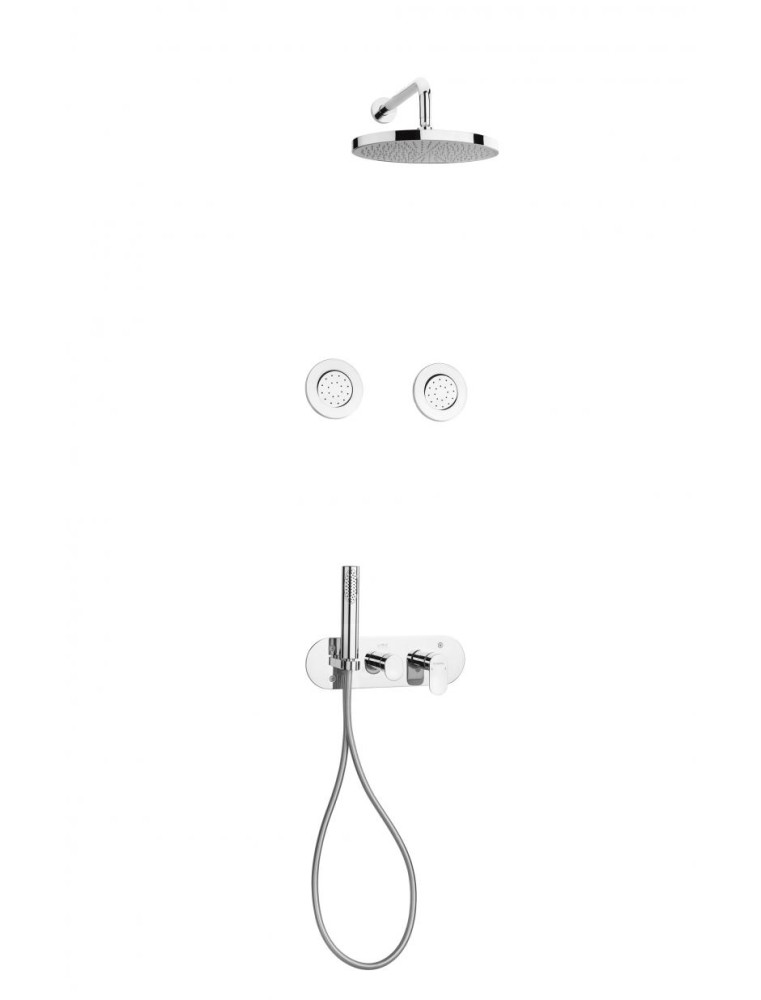 Kit mitigeur de douche encastré hydromassage Sfax avec 2 buses cylindriques - Sopal